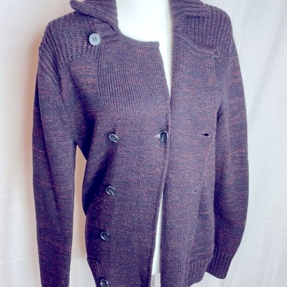 H&M Cardigan Sweater Double Breasted Wool blend purple size Small - Picture 4 of 9
